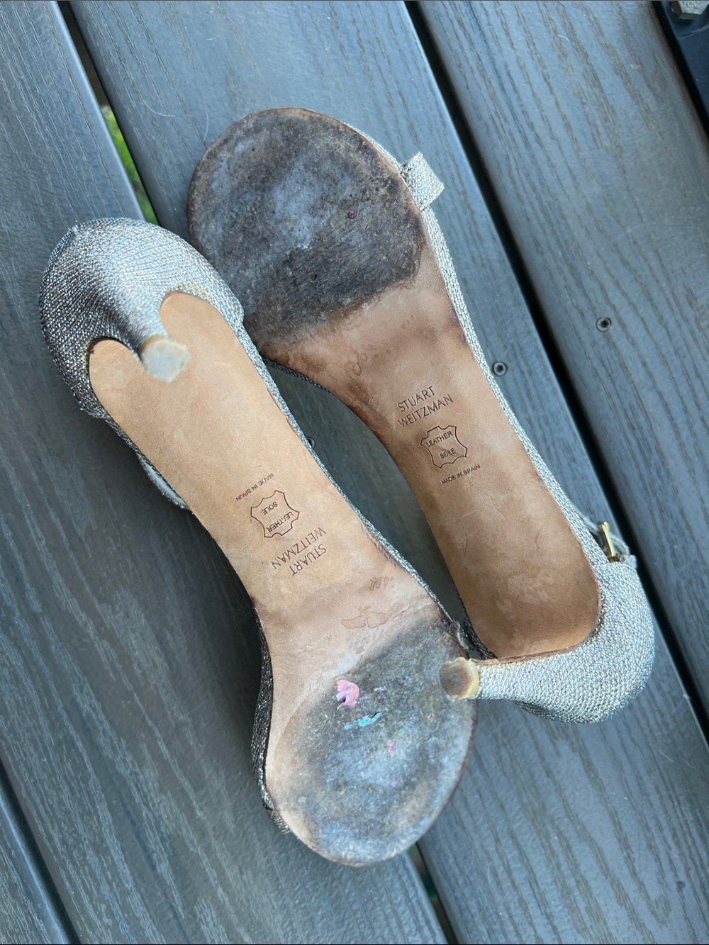Stuart Weitzman • Nudist poudre shimmer minimalistic sandal - Picture 8 of 8